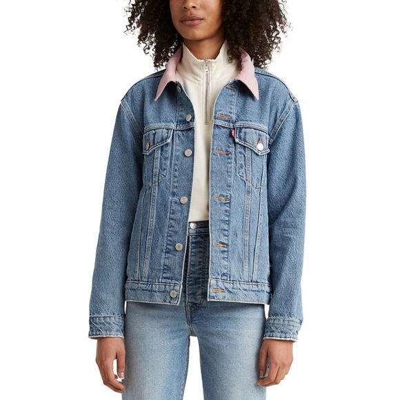 Levi's New Denim Cord Ex Boyfriend Trucker Jacket